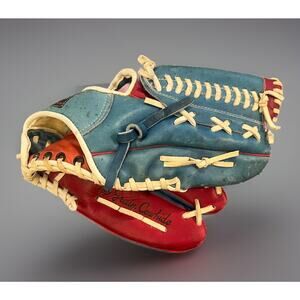 VTG B-Line B Line Baseball Glove Red White Blue Leather Custom Built 900 Taiwan